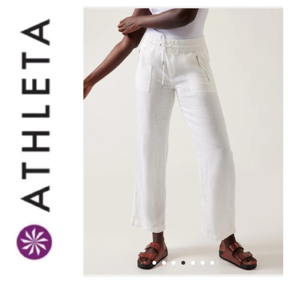 White Linen “Cabo” Wide Leg Drawstring Pants